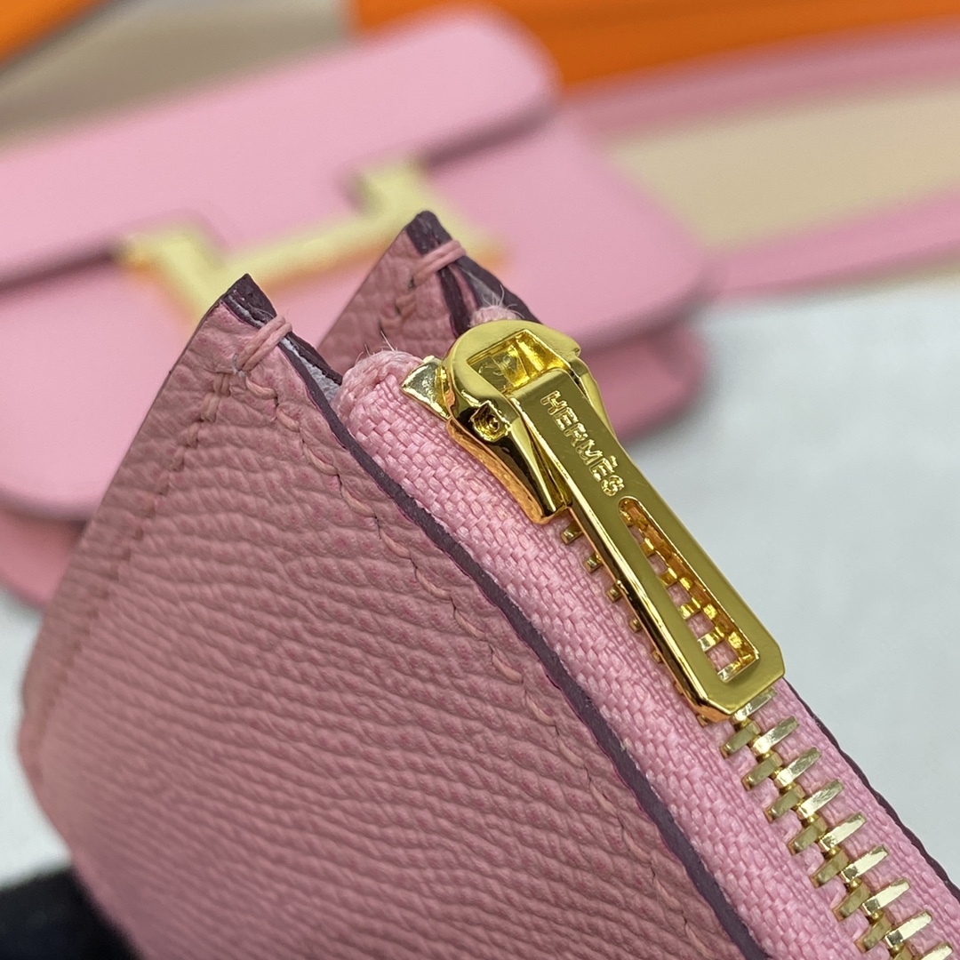 Hermes Constance Slim Wallet Belt Bag In Rose Confetti Epsom Leather